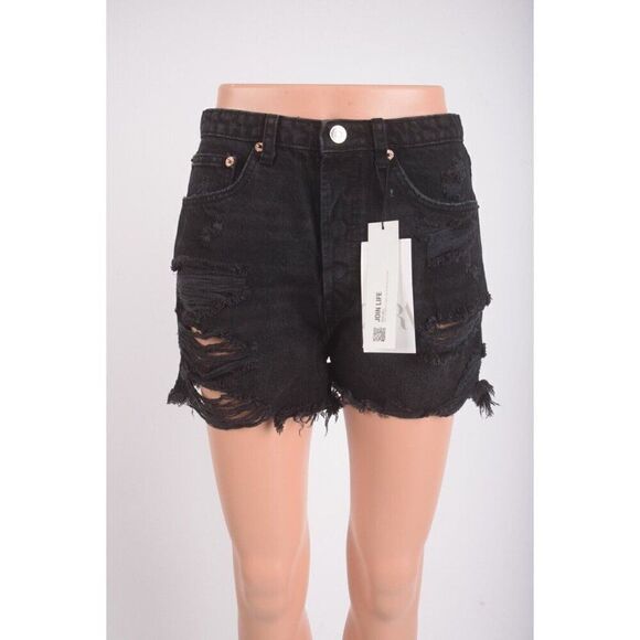 Zara Womens High Rise Ripped Jean Shorts Cut Off US 6 EU 38 8197/207 NWT - Picture 1 of 7